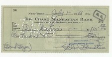 Eddie McGinnis Signed Check Vaudeville Performer