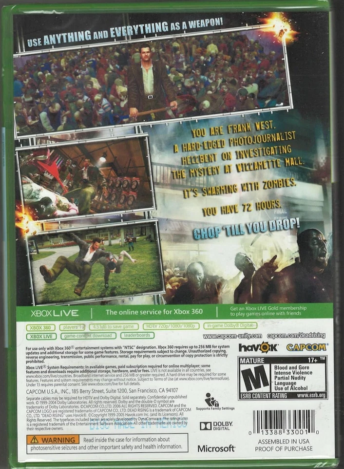 Dead Rising (Platinum Hits) Xbox 360 (Brand New Factory Sealed US Version) Xbox - Image 2 of 2