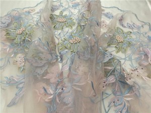 Stunning Floral Wedding Lace Fabric 59/" Wide Beaded Bridal Dress DIY Tulle 0.5 M
