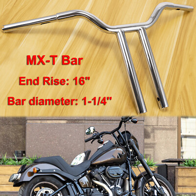 For Harley Softail Sportster Dyna Wide Glide 16'' Inch MX-T Bars Handlebar Chrome
