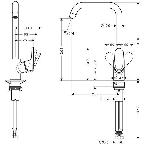 Hansgrohe - Miscelatore per lavabo Ecos L, cromato - Foto 2 di 4