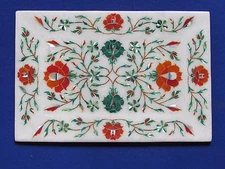 Marble Tray Small Marquetry Mosaic Inlay Semi Precious HANDICRAFT Home Decor