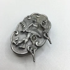 TORINO Trinket Box Ballerina 3 in 1 Stud Earrings and Brooch Pewter Collectibles