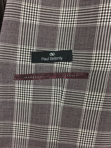 Paul Betenly Sport Mantel Herren 44R Sunbury burgund kariert unstrukturiert Blazer - Bild 7 von 11
