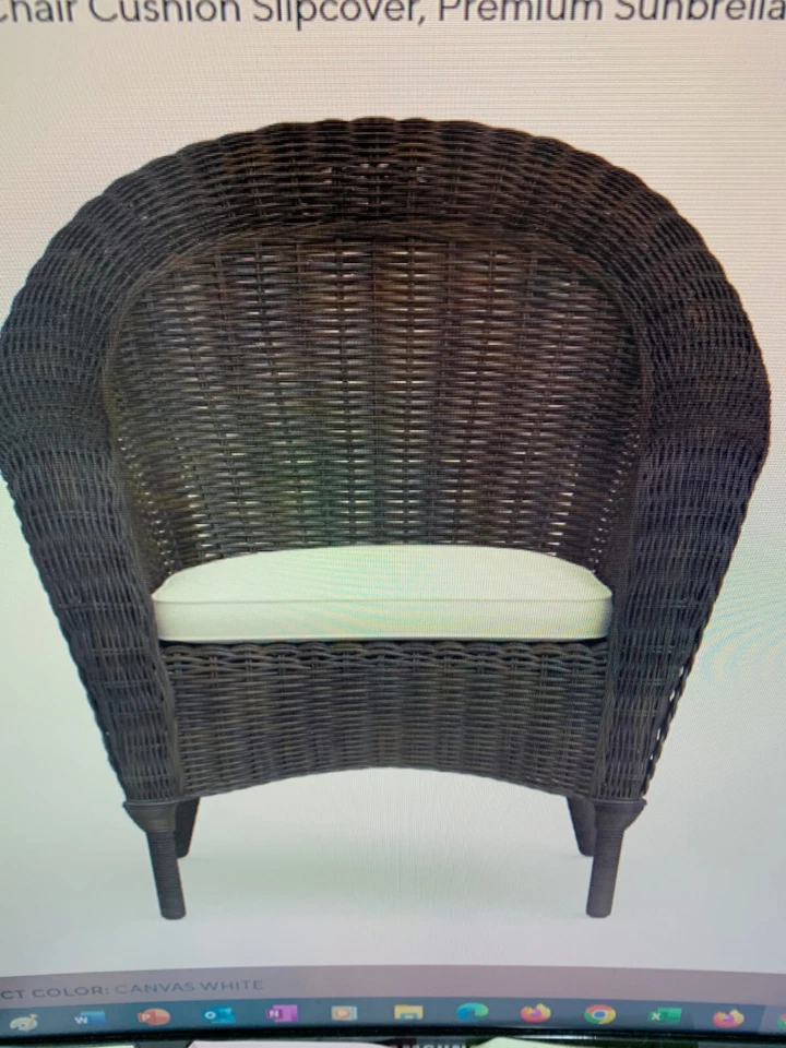 ¡Solo funda para silla de comedor Pottery Barn Torrey con brazo enrollable! Sunbrella Natural 9993 Foto 4 de 4