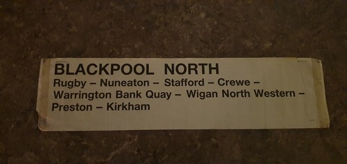 GEBRAUCHTES British Rail London Euston nach Blackpool Nord Fenster Ziel Etikett