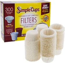 Disposable Paper Coffee Filters 300 Count - Compatible with Keurig, K-Cup Machin