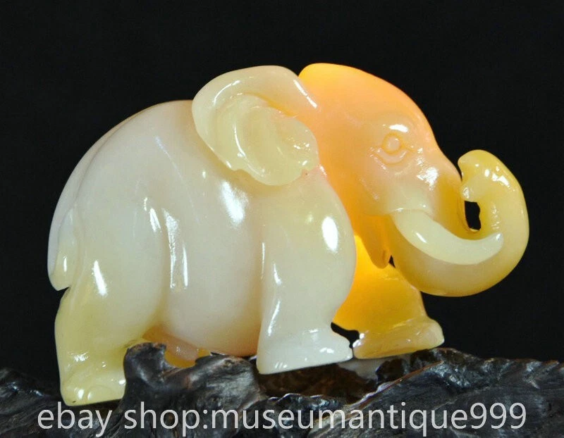 2.6" Chinese Natural Shoushan stone Carving Animal Elephant Statue Sculpture - Image 4 of 4