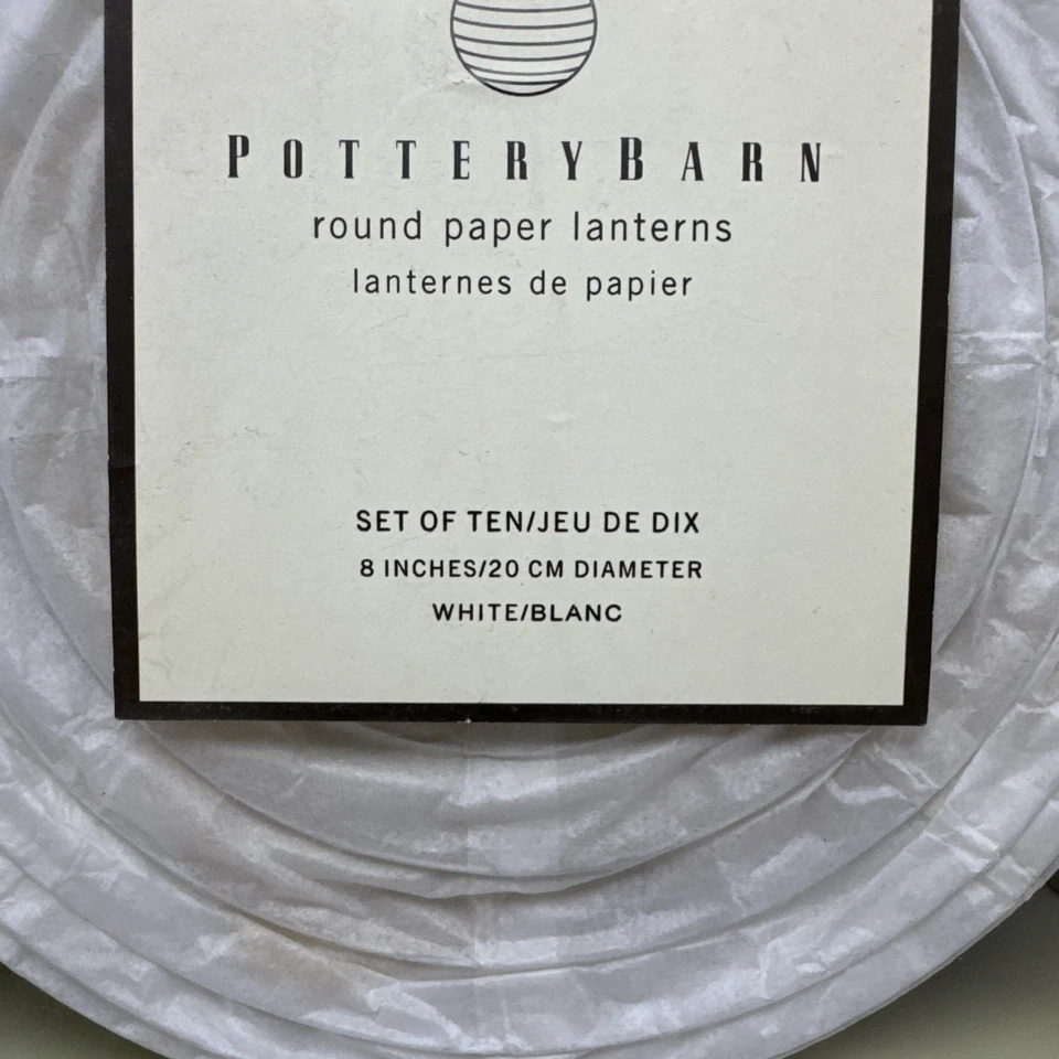 Paquete de 10 linternas de papel Pottery Barn blancas de 8" Foto 2 de 4