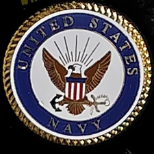 United States Navy Badge Pin (Hat or Lapel), 1-1/2"D, By Mitchell Proffitt Comp.