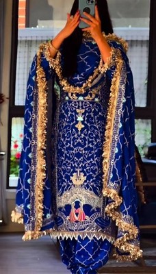 Stylish Natural Crepe Blue Top Dhoti And Dupatta For Women Functional