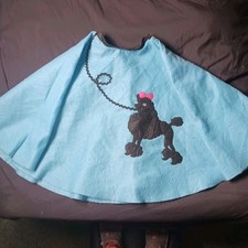 FELT Poodle Skirt Teal Girl's Size LARGE Waist 16"-28" VTG Style Fifties 1950s