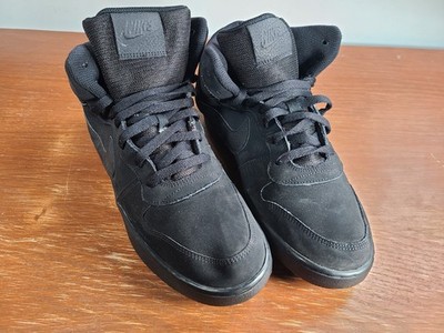 Nike Ebernon Mid Black Nubuc Mens Size 11 All Black Mid Tops