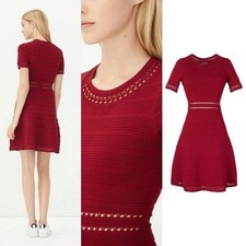 SANDRO Paris Riley Fit & Flare Dress, Burgundy - Women's  (1) UK Size 6-8 Small