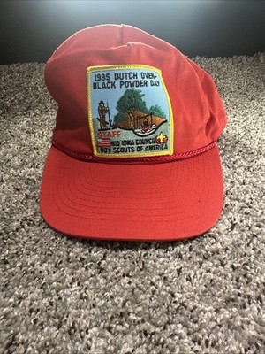 Vtg Boy Scouts Patch Adjustable Snapback Trucker Hat Cap Mid Iowa Council
