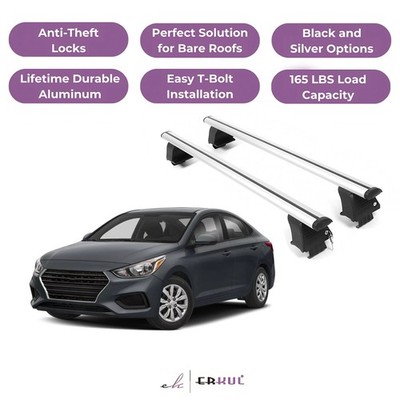 ERKUL Roof Rack Crossbars For HYUNDAI ACCENT 2018-2022 Naked Roof Aluminum