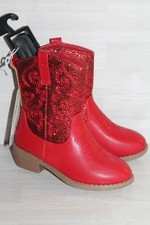 Girl's Pawz Red Glitter Western Boots Girl Size 11 Cowgirl Cowboy Boot NEW