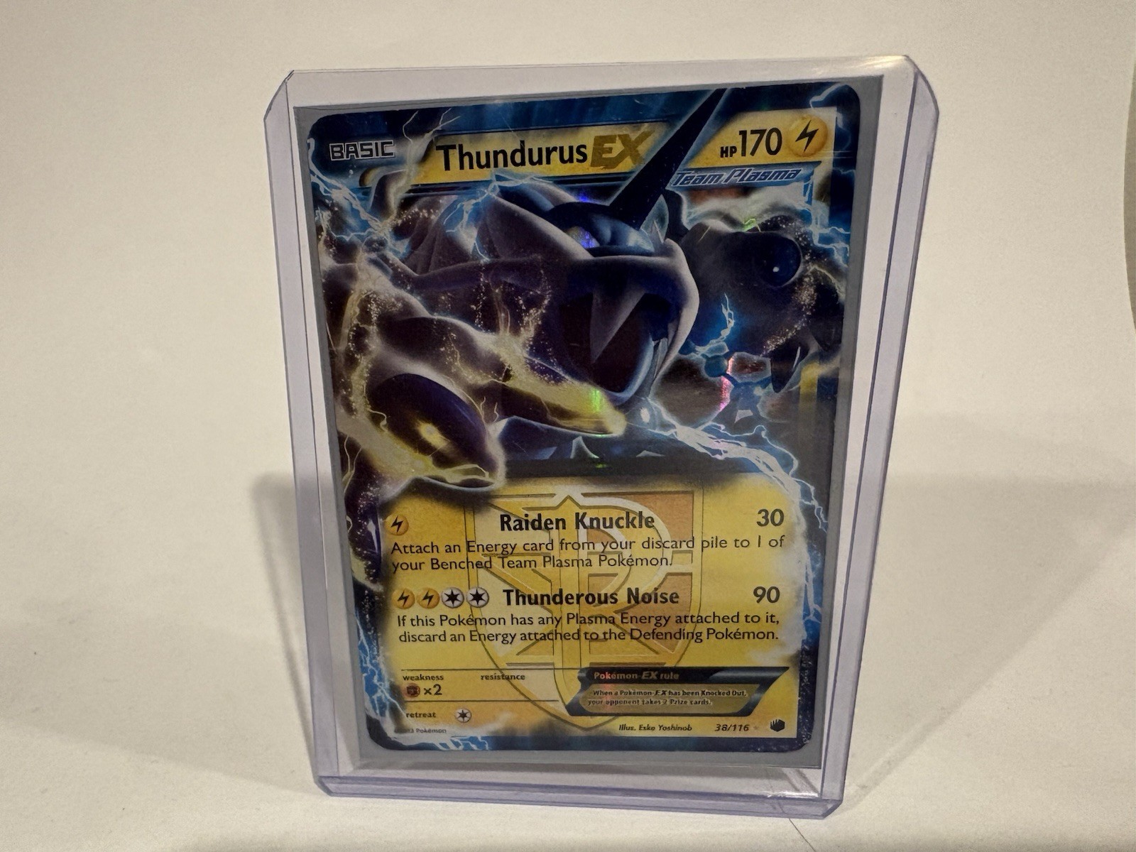 Thundurus EX 38/116 Plasma Freeze Team Plasma Holo Pokemon Card 2013