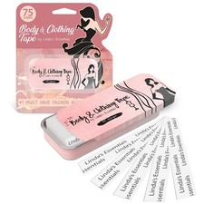Double Sided Tape for Clothes, Body and Fashion 75 75 Pack with Tin , Clear