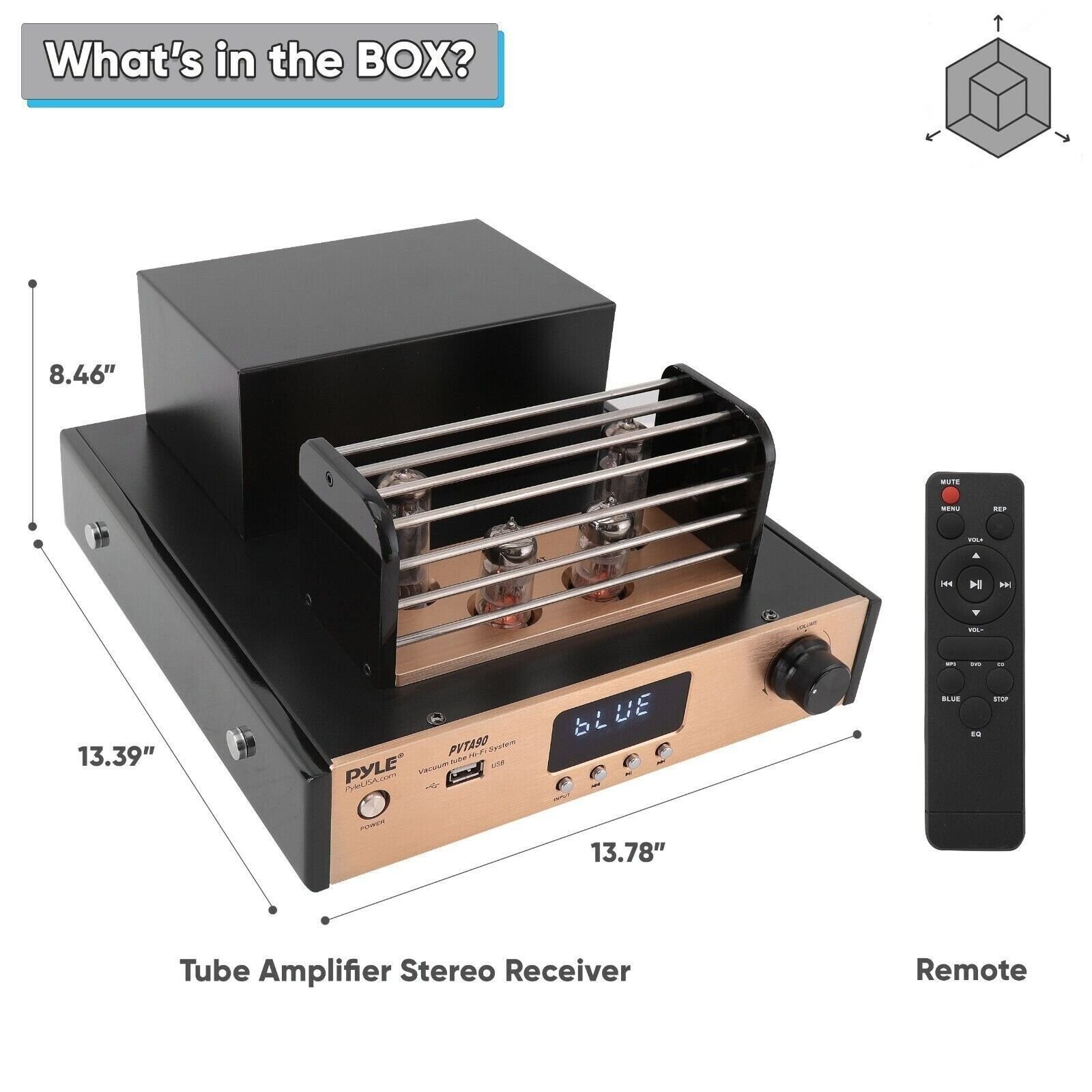Pyle 1000W Home Audio Desktop Stereo Vacuum Hi-Fi Power Amplifier Receiver