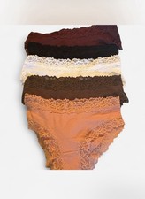 Bundle of 5 Pretty Lace-Trim Bikini Panties Size S Arrives vacuum sealed pkg