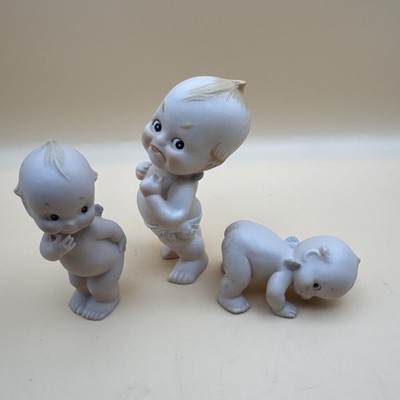 Vintage Lefton  Kewpie Baby Doll Bisque Porcelain Figurines Lot Of 3 Pieces