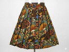 Vintage Retro abstrakter Druck Plissee Midirock Gr 18 Knopfleiste Boho Witchy