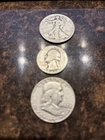 90% Silver Coin Lot – Franklin D & Liberty Half Dollar & Wash Quarter 1945 & 195