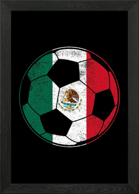 Soccer Mexico Flag Framed Wall Art Poster Canvas Print Picture