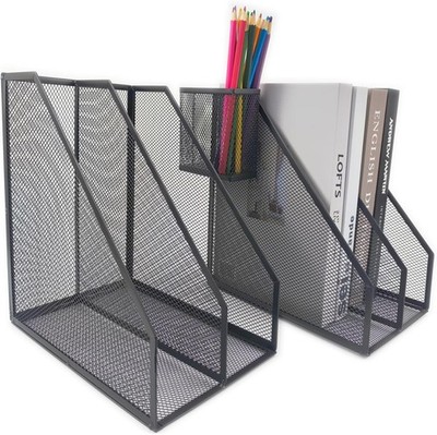 2 Set Desk Organizers, Metal Desk Magazine File Holder and 1 Pen Holder, 2