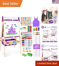Art Easel for Kids Easel for Toddlers,Adjustable Standing Wooden Toddler Ease...