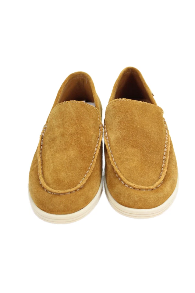 Mocasines de gamuza con puntera redonda sin cordones Zara para niños marrón blanco talla 31 Foto 2 de 4