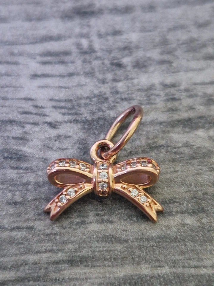 Pandora Rose Gold Pave Bow Dangle Charm - Image 2 of 4