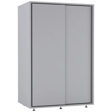 Double Sliding Door Wardrobe Closet with Hanging Rail Cabinet Cupboard Grey