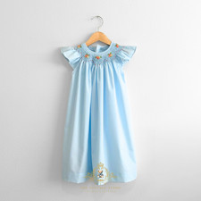 NWT Pretty Girls Embroidered Smocked Bishop Dress Spring Summer Sky Blue 4T