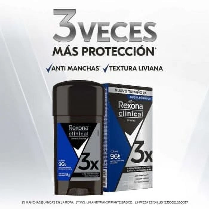 3 Rexona Crema Clínica Antitranspirante 58g Hombre Paquete de 3 Envío Gratis  Foto 2 de 3