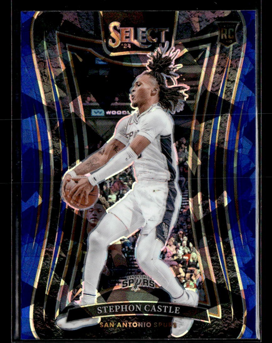2024-25 Panini Select #388 Stephon Castle Blue Cracked Ice Prizm RC