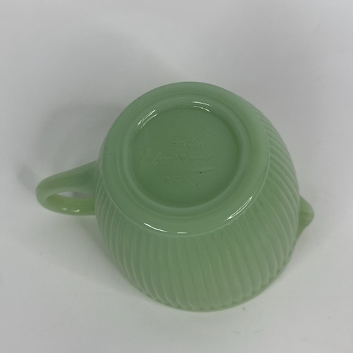 VINTAGE ANCHOR HOCKING FIRE KING JADEITE JANE RAY PATTERN CREAMER GREEN - Picture 4 of 4