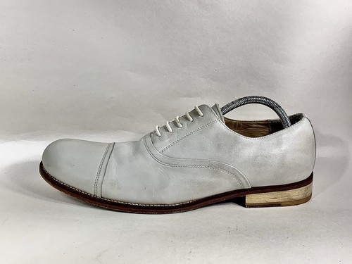 SHOO Men's Shoes Ivory Leather Formal Oxford Lace Up Shoes 40 UK 7 - Picture 10 of 15