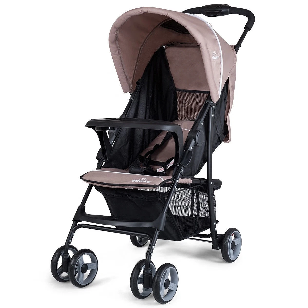 Toddler Travel Stroller for Airplane with Canopy and Adjustable Backrest-Coffee