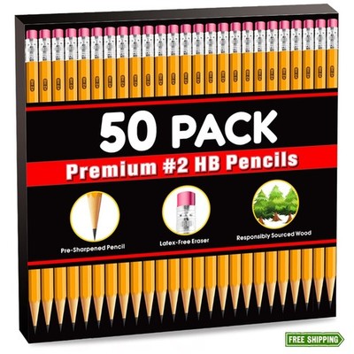 LACCHOUFEE Wood-Cased #2 HB Pencils Bulk, Pre-sharpened with Eraser top