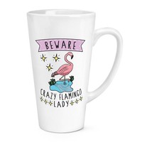 Beware VerrüCkte Flamingo Damen 483Ml Groß Latte Becher Tasse - Lustig Tiere