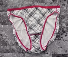 VICTORIA'S SECRET XL RED BLACK PLAID 100 COTTON VINTAGE RARE BIKINI PANTIES