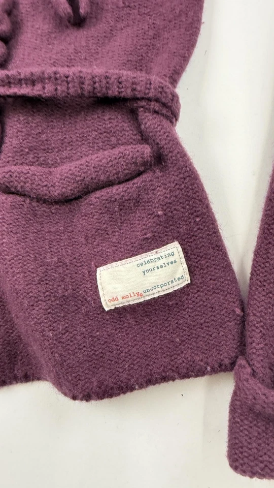 Suéter Odd Molly Mujer Pequeño Púrpura Lana de Cordero Cárdigan Cinturón Volantes 306 Foto 4 de 4