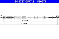 ATE Bremsseil Hinten Links Fiat 24.3727-0577.2