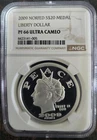 1 oz Silver 2009 NORFED $20 PEACE Dollar Naked Back - PF66 Ultra Cameo - NGC