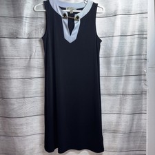 MICHAEL KORS  XS black dress white & Gold accent Deep V Neck career Dinner Date