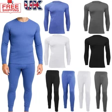 Mens Thermal Long Johns Top T Shirt Bottom Trouser Underwear Set Full Sleeve