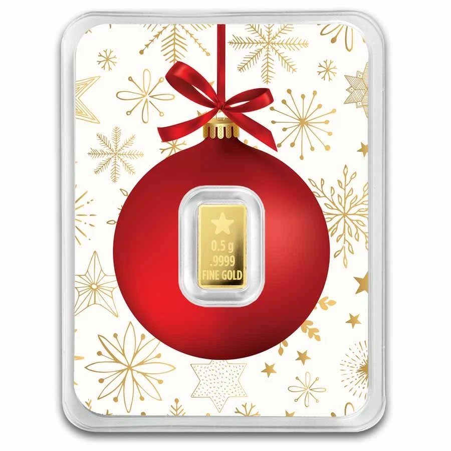 1/2 gram Gold Bar - Christmas Tree (w/Red Ornament Card, In TEP) - Image 2 of 4