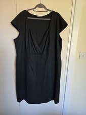 Plus Size 30 Black Cap Sleeve Shift Dress Knee-length Dress